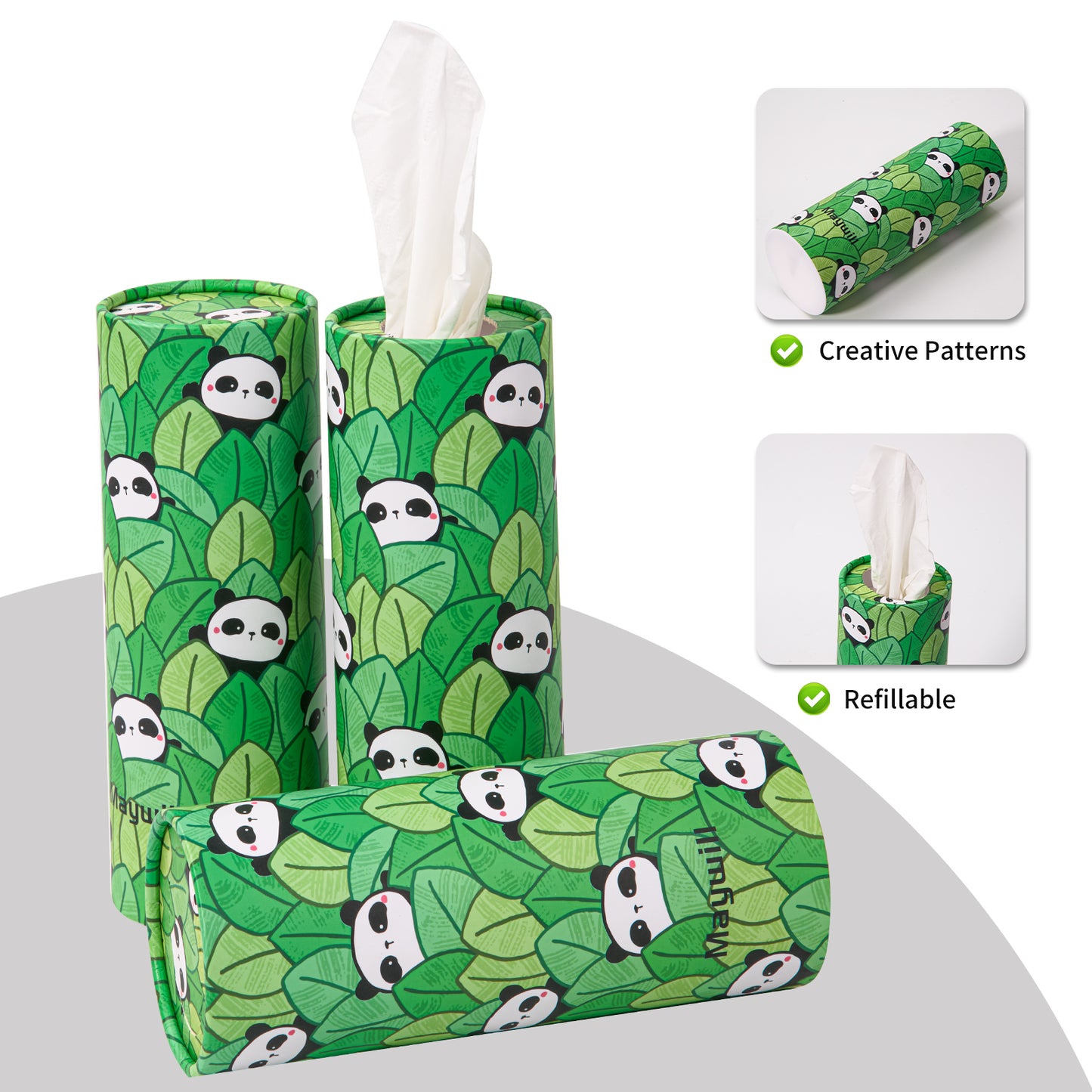 Maywill Panda Facial Tissues - Convenient Car Tissues Dispenser Box, Ideal for Bathroom, Office, Parties, and Gifts for Friends - 4 Pack, 200 Sheets