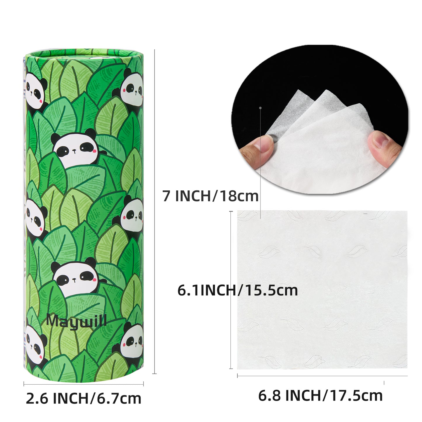 Maywill Panda Facial Tissues - Convenient Car Tissues Dispenser Box, Ideal for Bathroom, Office, Parties, and Gifts for Friends - 4 Pack, 200 Sheets