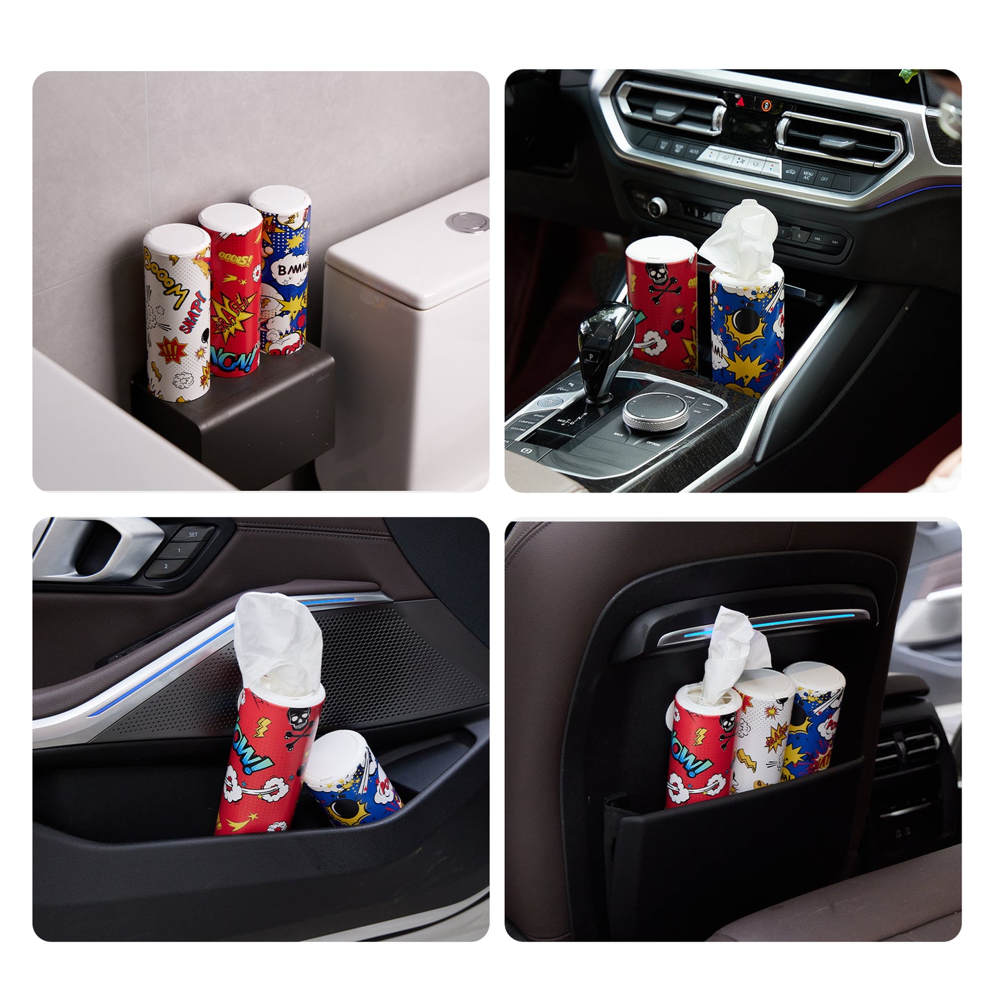 Car Tissue Cylinder, 3 Ply Facial Tissues Bulk Cylinder With Cap, Suitable For Car Cup Holder, Travel Tissue Tubes Box Container, Car Box